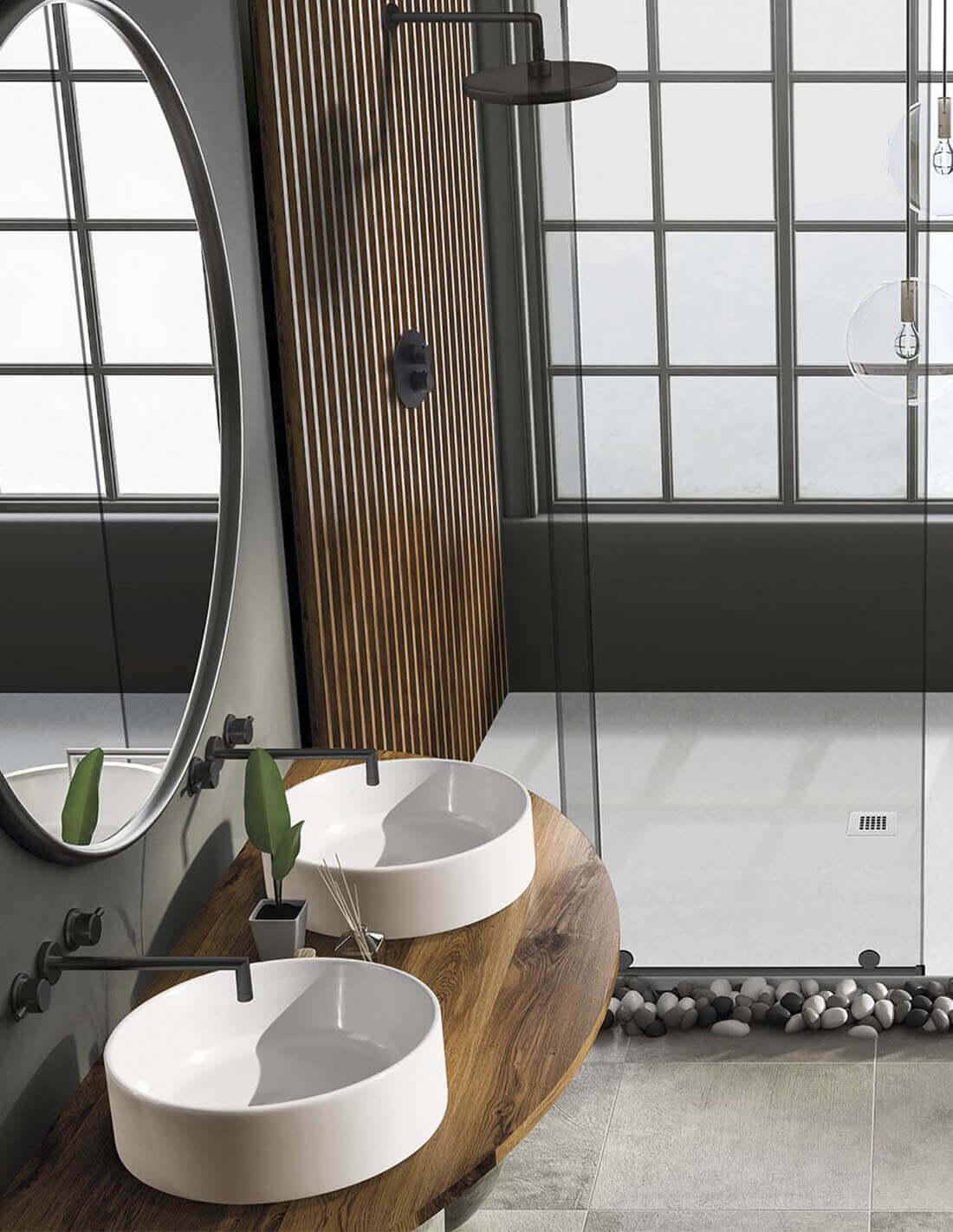 Lavabo sobre encimera de resina redondo